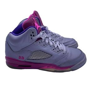 Nike Jordan Retro 5 Cement Grey Pink Shoes Athletic Womens Size 8.5 Kids Youth 7